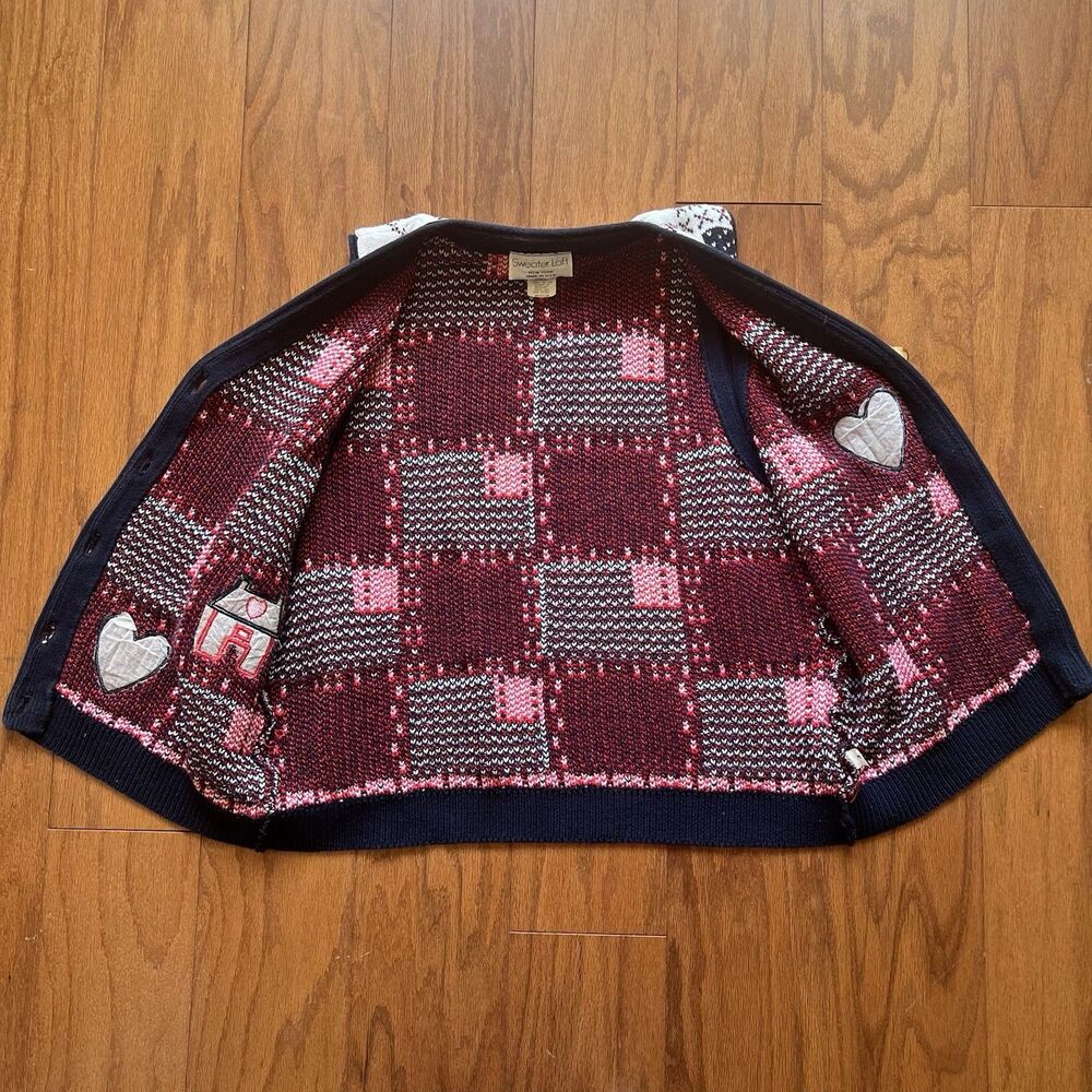 Vintage Sweater Loft USA Flag‎ Patchwork Vest Medium Cottagecore Grandmacore - Picture 7 of 16